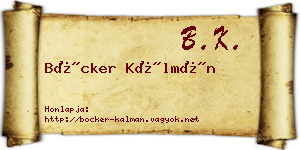 Böcker Kálmán névjegykártya